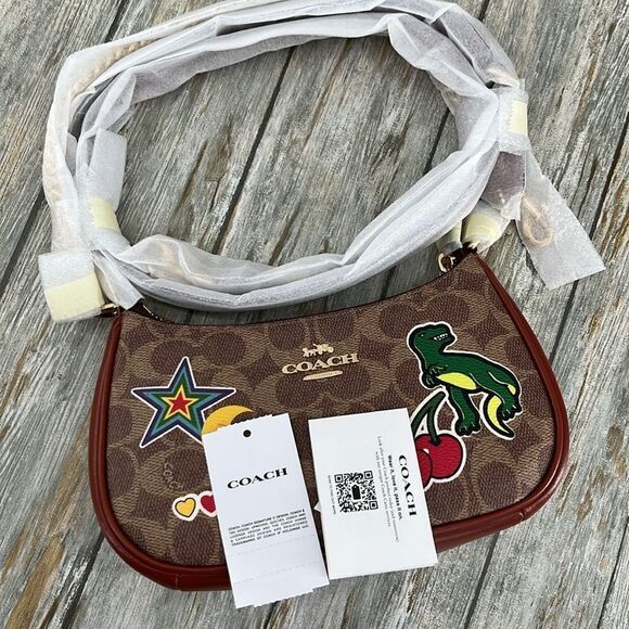 Coach Teri Mini Crossbody Bag In Signature Canvas With Sticker Print Rexy Purse - Picture 7 of 7